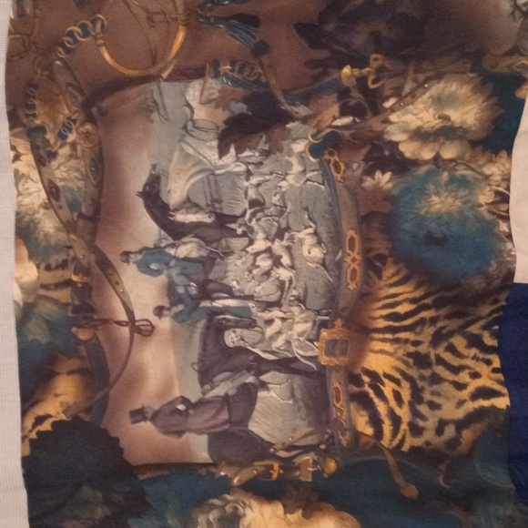 George A Ltd Unique Colorblock Linen/Poly Blazer W/ Hunting Scene Pattern - Picture 2 of 12